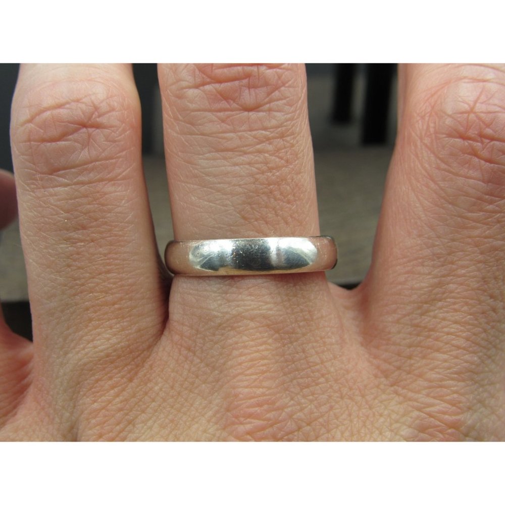 Size 9.75 Sterling Silver Basic Plain Band Ring V… - image 2